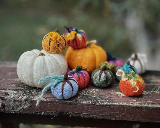 3D Felted Pumpkins