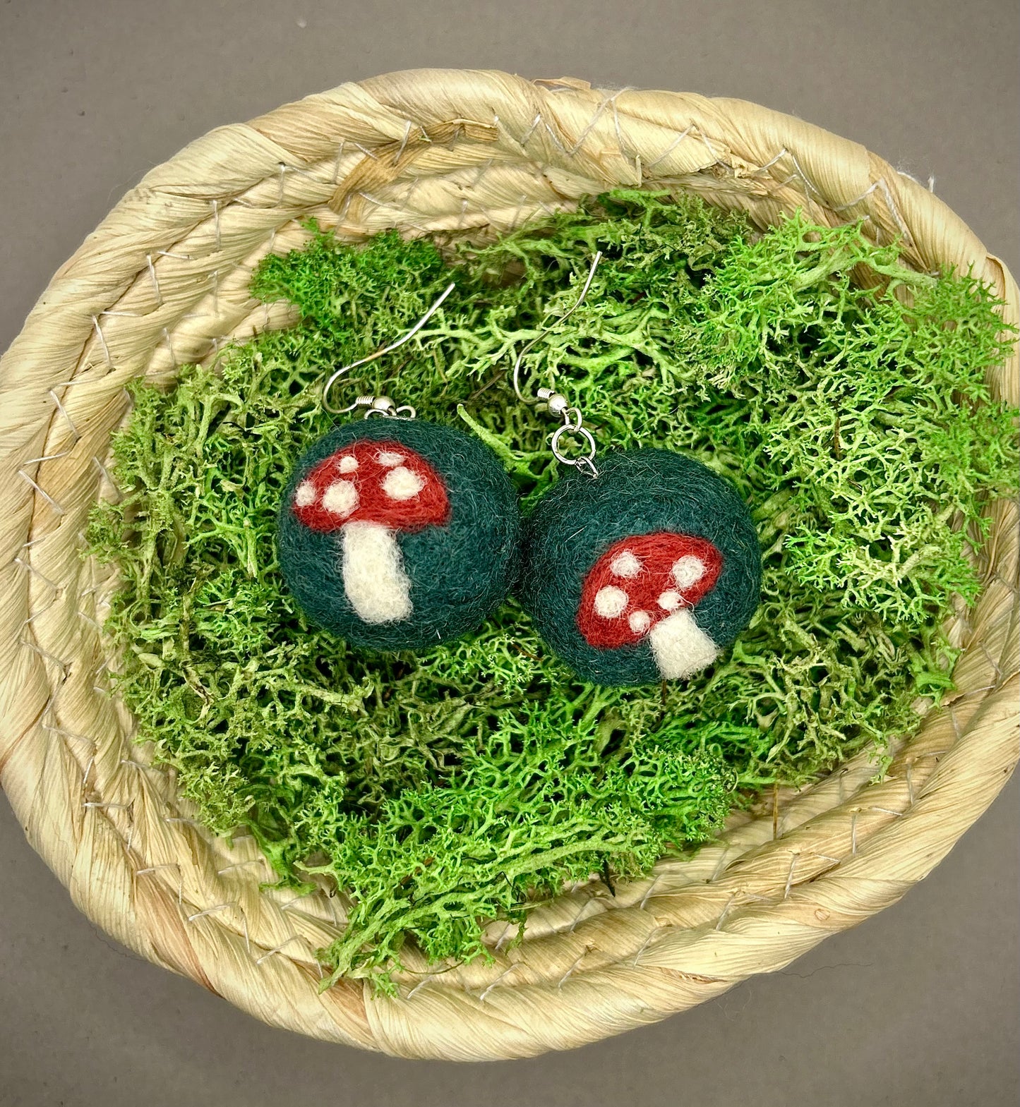 Felted Mushroom Earrings